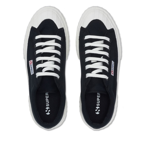 CA Superga 2631 Stripe Platform Black-White Avorio
