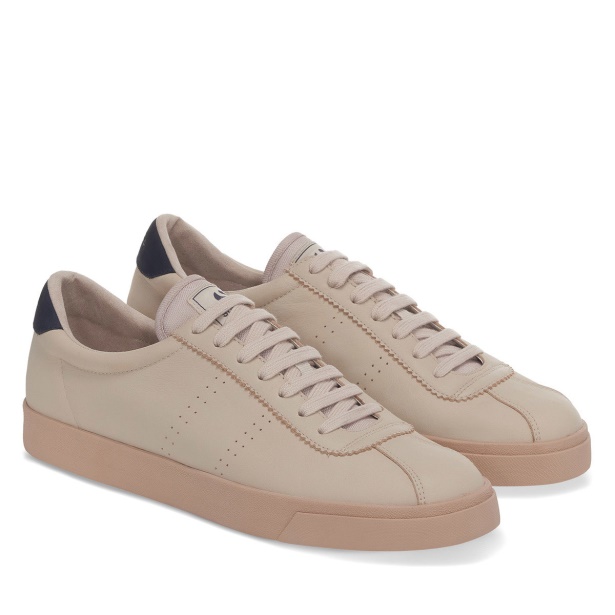 CA Superga 2843 Club S Prime Soft Leather Fog-Navy-F Tobacco