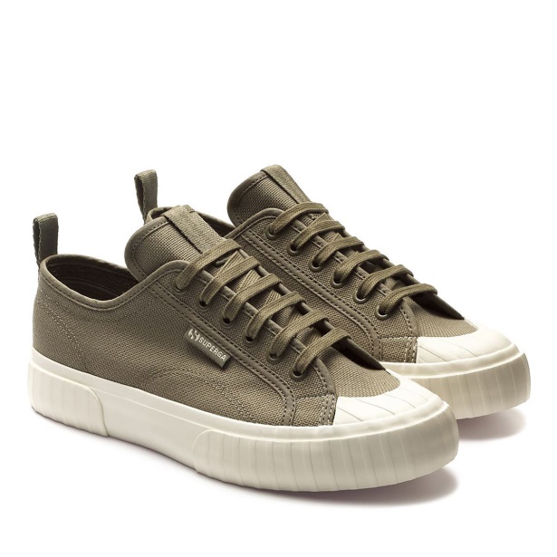 CA Superga 2630 Stripe Webbing Green Safari-F Avorio