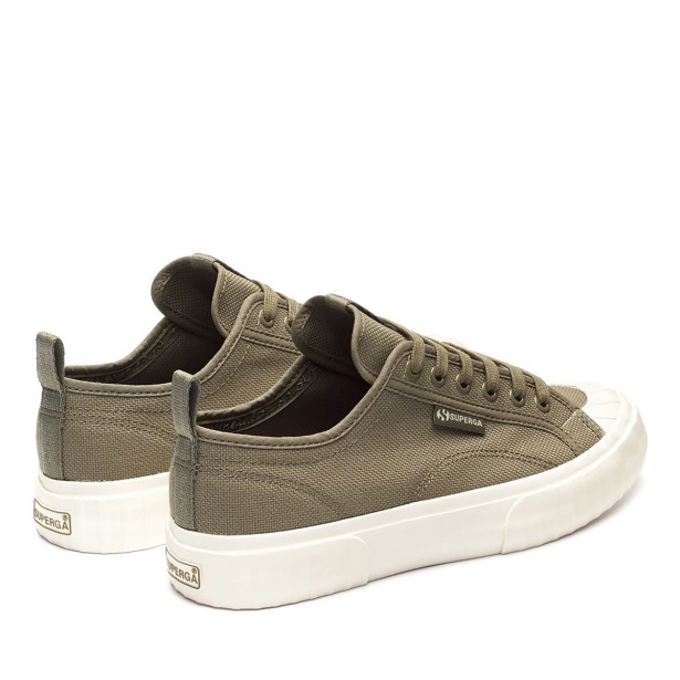 CA Superga 2630 Stripe Webbing Green Safari-F Avorio