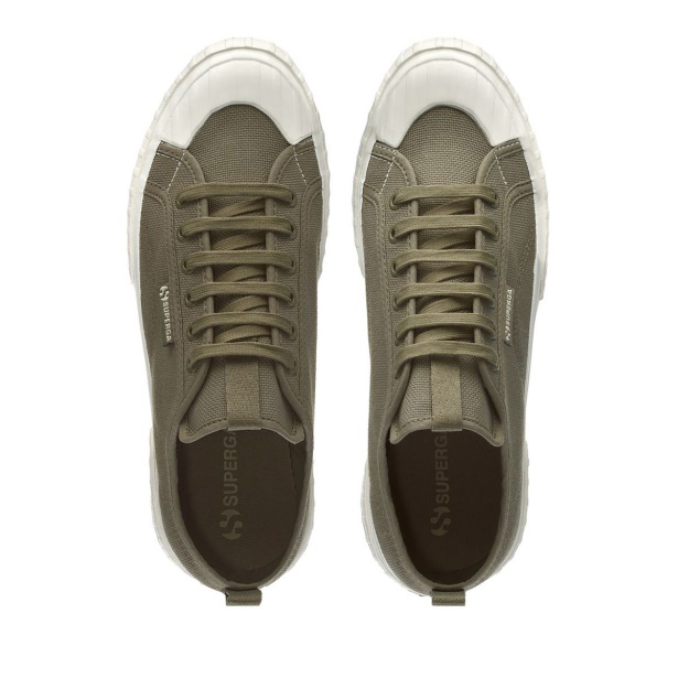 CA Superga 2630 Stripe Webbing Green Safari-F Avorio
