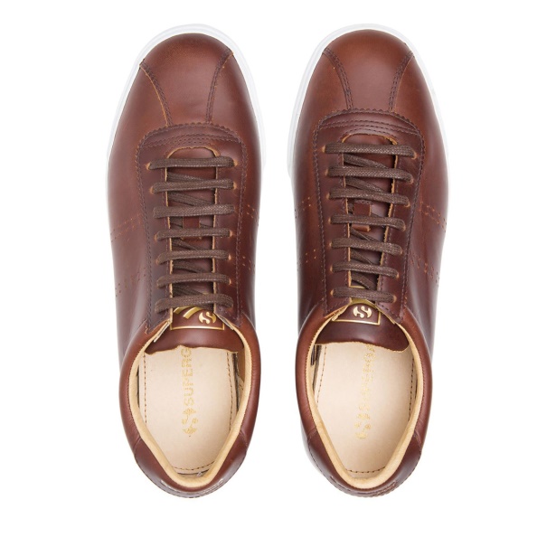 CA Superga 2843 CA Superga Sport Brushed Leather Cognac-White