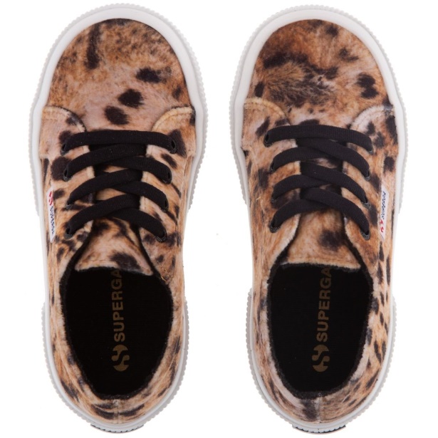 CA Superga 2750 Kids Print Velvet Lt Beige Leopard