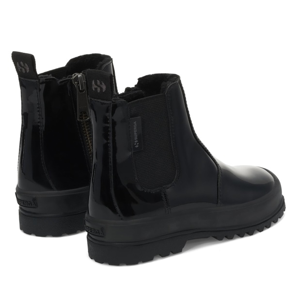 CA Superga 2666 Kids Alpina Faux Shiny Leather Total Black