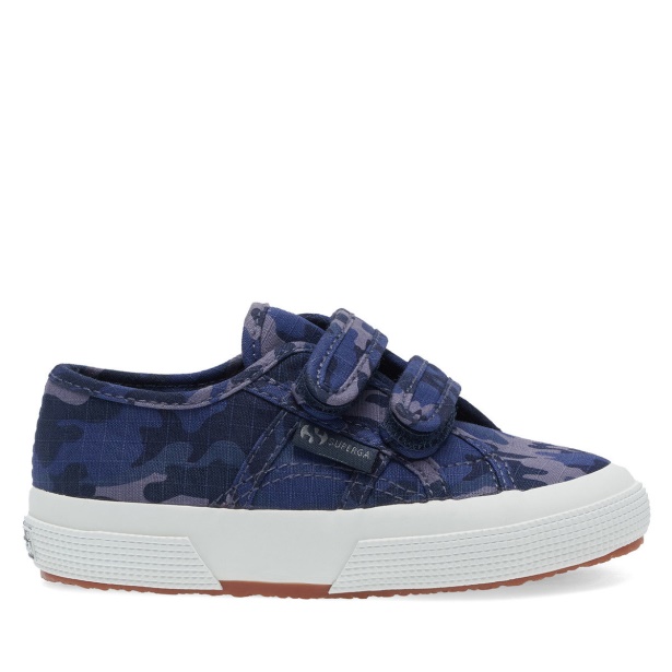 2750 Kids Straps Camo Ripstop Blue Grey Dk Camouflage CA Superga
