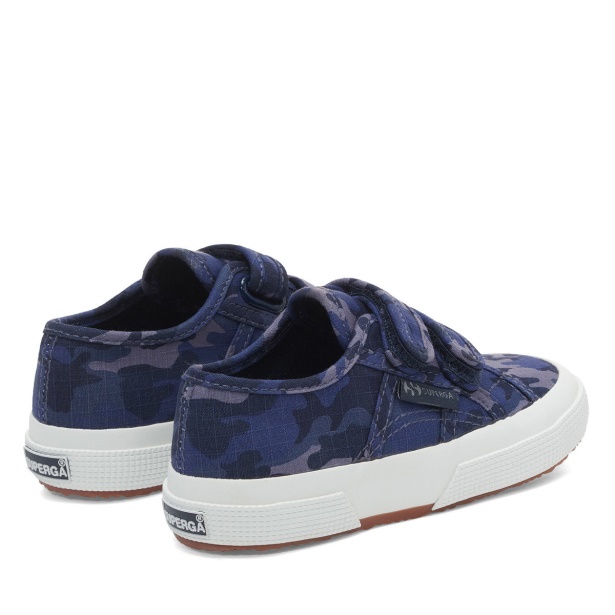 2750 Kids Straps Camo Ripstop Blue Grey Dk Camouflage CA Superga