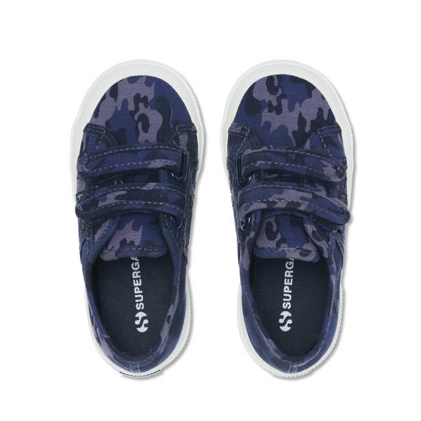 2750 Kids Straps Camo Ripstop Blue Grey Dk Camouflage CA Superga